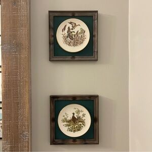Framed Bird Wall Art Decor - Green and Brown - AK Kaiser trinket trays framed